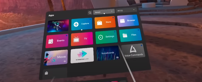 Oculus Quest 2 with apps displayed